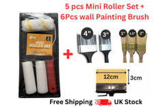 5pc Painting Roller Small Paint Touch Up Set Kit Job Sleeve Handle Tray Mini