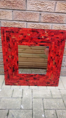Mosaic mirror handcrafted red - mosaic,