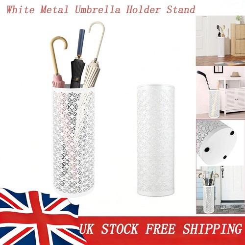 White metal umbrella - white, holder