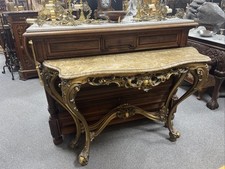 Louis XVI Gilded Rococo Console Table with Marble Top
