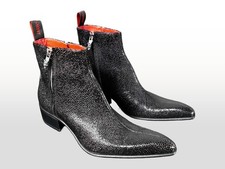 Jeffery-West Rochester DODGER Black Razza Patent rock 'n roll zip Boot RRP £495