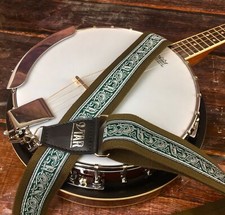 Handmade Green Irish Celtic Banjo Strap - Vtar Vegan Guitar Straps