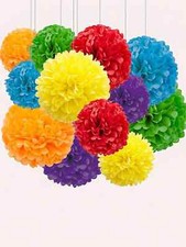15pcs Colorful Tissue Pom Poms
