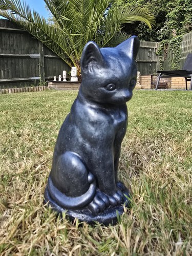 Stone garden cat ornament - cat,