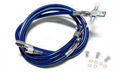 Streamline +3" Extended Steel Braided Front Brake Line Kit Blue Suzuki LTZ400