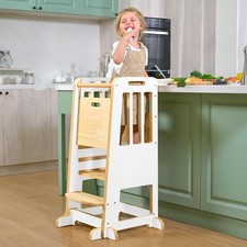 Wooden 3-Height Adjustable Toddler Learning Tower for Baby Helper Bathroom Kitch
