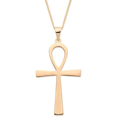9ct yellow gold - silver, ankh