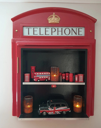 Red telephone box booth - red,
