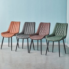 2X Faux Leather Velvet Dining Chairs Padded Dining Room Kitchen Chair Set Family