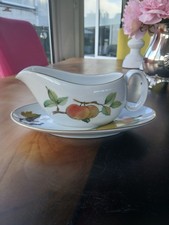 Royal Worcester Evesham Gold Porcelain Sauce Boat and stand