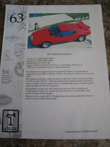 Tomaso pantera chassis - pantera, l