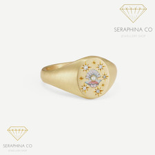 Womens Gold Enamel Signet