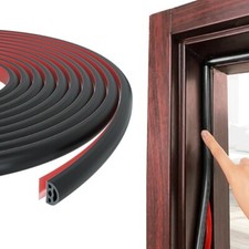 6 meter Black D-Shape Rubber Door Seal Upvc Window Weather Stripping 2.5-6mm Gap