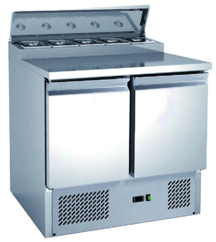 Pizza prep counter - counter, fridge