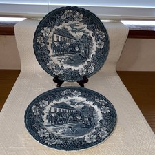 Coaching Taverns1828 Royal Tudor Ware10"  plates blue&white. Please read Descrip
