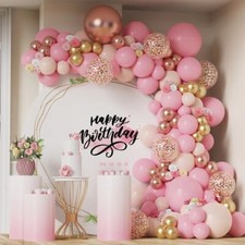 Pink Roes Gold ARCH SET + Garland HELIUM 100pcs Balloons BABY SHOWER Wedding UK