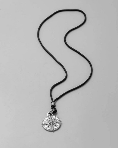 Compass necklace silver - -,