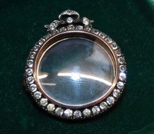 VICTORIAN SILVER & PASTE SHAKER LOCKET BROOCH PENDANT PARISIAN DIAMOND COMPANY