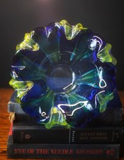 Vintage Art Glass Sommerso Bowl Blue Green Yellow – Murano Style