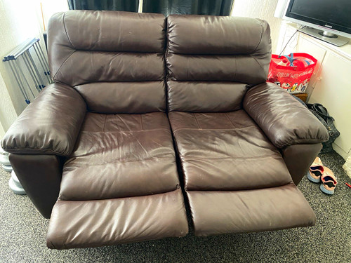 Brown leather seater - brown, 2