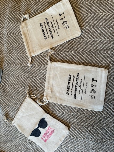 Hangover kit bags hessian - hangover,