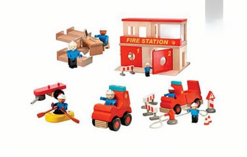 Fire station set - , wooden