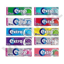 Extra Chewing Gum Sugar Free - 10 Pieces Per Pack - Available in 1 to 100 Packs