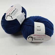 2 Skeins Trendsetter Merino VI DK Yarn Superwash Merino Wool Blue 272 Yd