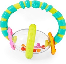 Bright Starts Grab and Spin Baby Rattle and BPA-Free Teether Toy, Ages 3 Months