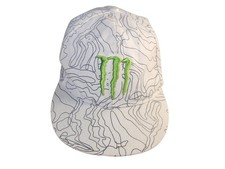 Monster Energy Hat Cap Fitted Mens 7  White Black Green Embroidered 