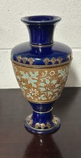 Royal Doulton Lambeth 13" Large Vase Gold Beaded Tapestry Artist Marked,Stunning