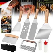 Professional Grill Spatula Plancha Accessories, 8 Piece Stainless Steel Grill Cutlery Set BBQ.