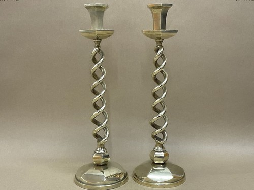 Pair brass barley - pair, of