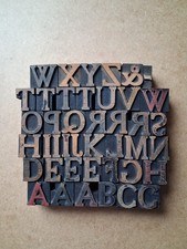 Wooden Letterpress Printers Blocks Adana complete Alphabet 2.6cm High + &