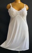 M&S Vintage Full Slip Petticoat, White slippery Glossy Poly Nylon & Lace, UK 20