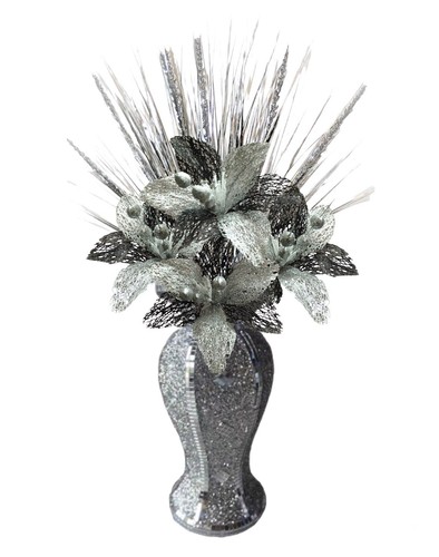 Silver vase with black - with,
