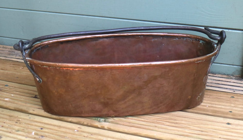 Large antique copper pan fish - antique,