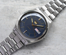 March 1983 Vintage Seiko Watch 6309 Automatic Steel Bracelet Blue Dial Day Date