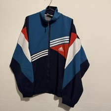 Vintage Adidas Track Jacket Retro Embroidered Windbreaker Shell Jacket Size XL