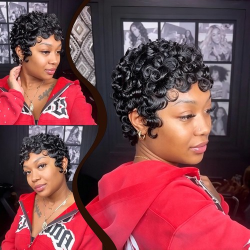 Pixie black curly - black, hair