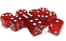 10 x LARGE Six Sided RED Dice