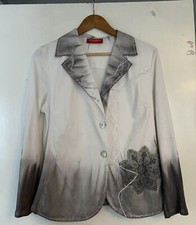 Lisa Campione New York Shirt Top Size 40 White Grey 