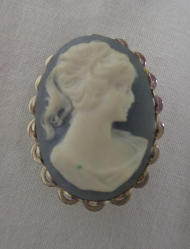 Vintage cameo blue white - vintage,