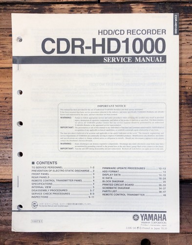 Yamaha cdr hd1000 hdd - cdr-hd1000, cd