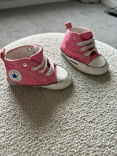 Baby Converse Pink UK Size 2 Girls 3-6 Months Infant Pram Shoes Soft Sole