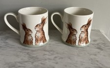 Tesco Pair of Hare Rabbit Bunny  Tankard Mugs New