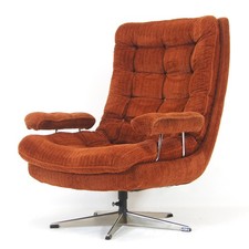 Retro Vintage Danish Swivel Base Lounge Egg Chair Armchair 50s 60s 70s Velour
