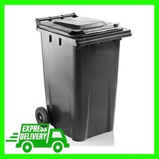 Grey Wheelie Bin 240L Large Capacity Household Bin With Wheels, Lid & Handle