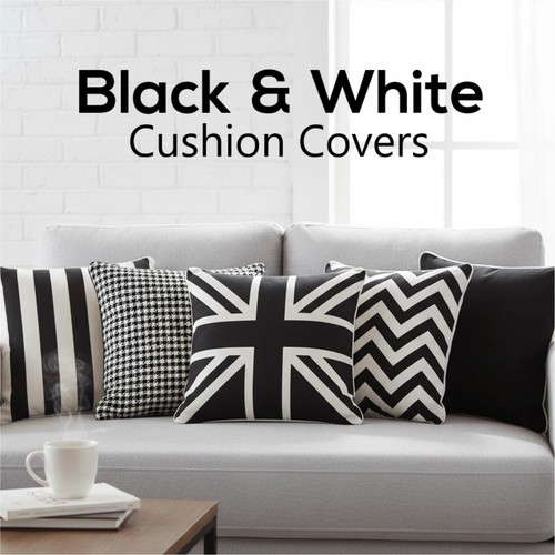 Black and white cushion - white, cover