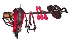 Premium Leather Quick Hitch Trotting Horse Comfort Driving Harness Brown And Red